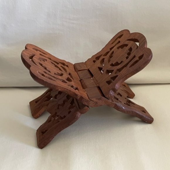 Vintage Carved Wood Book Stand